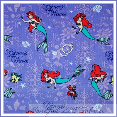 BonEful Fabric FQ Corduroy Cotton Purple DISNEY Little Mermaid Ariel Princess NR • $6.47