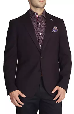 TailorByrd Men's $325 Plum Solid Textured Sport Coat Size 46R • $71.19