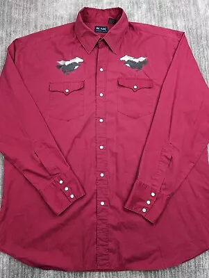 Vintage Blair Men’s XL Embroidered Horses Western Cowboy Pearl Snap Shirt • $29.95