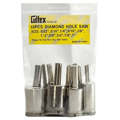 $10.95 • Buy 5/32 -1  Diamond Drill Bit Set, Cuttex Tools 10 PCS, For Glass, Marble, Granite