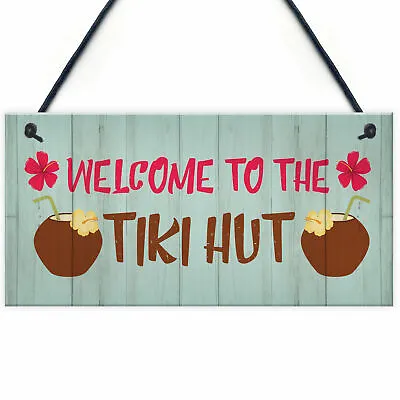 Tiki Hut Welcome Sign Novelty Home Bar Decor Signs Garden Signs Bar Plaques • £3.99