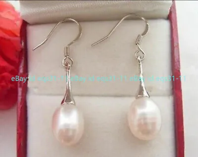 New Real Natural White Cultured Pearl Dangle Drop Earring Silver Hook • $2.69