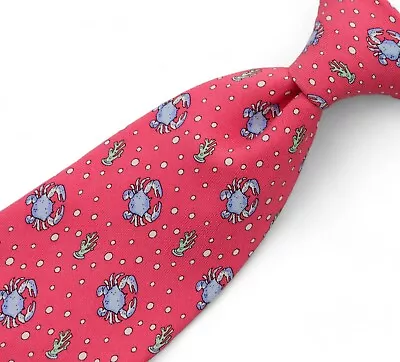 Vineyard Vines  Silk Necktie Tie Crabs Coral Pink & Blue Made In USA Shep & Ian • $19.99