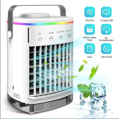 Portable Air Cooler Fan LED Mini Air Conditioner Personal Cooling Fan Humidifier • $33.95