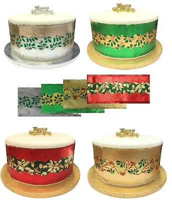 Christmas Cake Frill Banding Ribbon Green Silver Red Gold 9 X 86cm **13 Styles** • £1.20