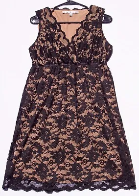 Max Studio Black Lace Scalloped Empire Waist Dress - Medium • $19.99