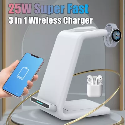 $25.99 • Buy 3 In 1 Qi Fast Wireless Charger Station Dock For Apple Watch IPhone 13 Pro 12 11