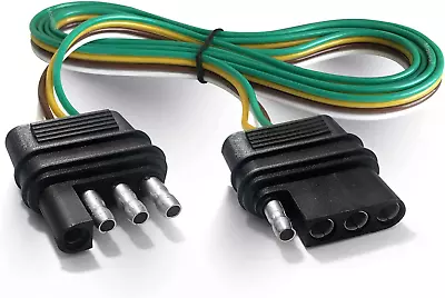 Trailer Wire Extension 4-Way 4 Pin Plug 4 Wire 4-Flat Connector With Male & Fem • $12.57