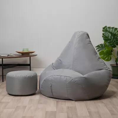 Bean Bag With Foot Stool Gamer Chair Indoor Outdoor Garden Beanbag Seat Gaming • £59.99