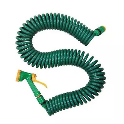 50 Ft Coil 15 Metre Retractable Garden Hose Pipe With Spray Gun • £12.37