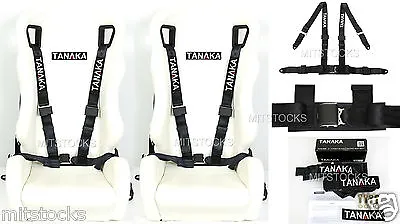 2x Tanaka Universal Black 4 Point Ez Release Buckle Racing Seat Belt Harness New • $82.48