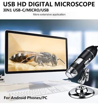Real 1600X Digital Binocular Microscope USB Camera LED Android Phones Window PC  • $19.49