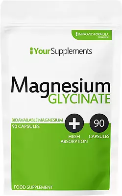 Magnesium Glycinate | 90 Capsules | True Fully Chelated Magnesium | No Blends Or • £18.58