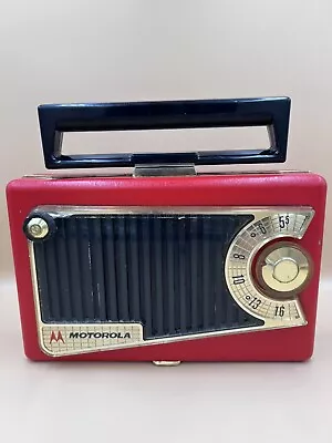 1950's Portable Motorola Golden Voice AM Tube Radio Model 56L2A Red Tested Works • $95.99