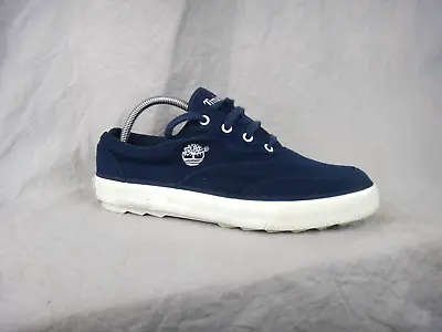 Timberland Boat Deck Shoes Mens UK 8 Navy White Canvas Classic Core • £29.99