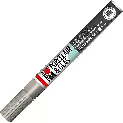 Marabu Porcelain/Glas Painter Marker Pen 1-2mm Silver • £6.79