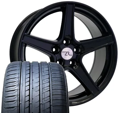 18  Gloss Black Mustang Saleen Style Wheels &Tires 18x9 +24mm 5x114.3 94-04 • $1269