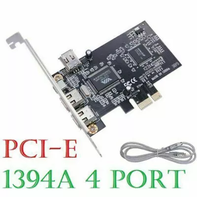 4 Port (3+1) PCI-E 1X IEEE 1394A Firewire Card Adapter W/6 Pin To 4 Pin Cable • £13.35