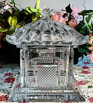 Rare Crystal Pagoda Candy Dish / Box  5.5× 4.25 Inch By Shannon Crystal #5369 • $64.50