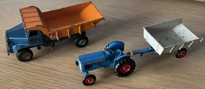 £5 • Buy Vintage Benbros Die Cast Tipper Truck & Matchbox Fordson Tractor Trailer