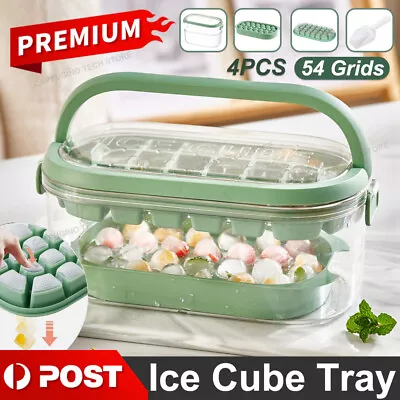 4 In 1 Ice Cube 54 Grids Ice Cube Tray Mould With Lid And Storage Box Scoop Sets • $16.39