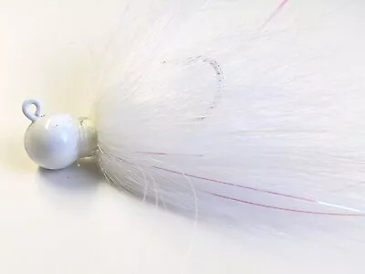 5 Saltwater Ball Bucktail Jig Head Teaser RedFish Fluke Lure- White W/Flash • $23.95