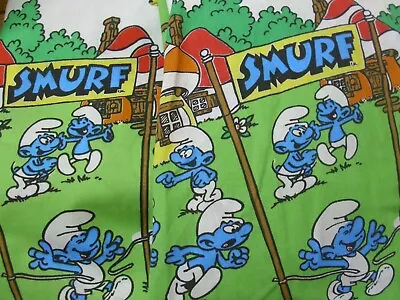 £28.80 • Buy Vtg Lawtex Twin Bed Sheet Set Smurf Village Papa Smurfette Gargamel Grouchy Peyo