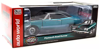 Auto World American Mus MCACN 1969 Plymouth Road Runner 1:18 Diecast Car AMM1289 • $69.99