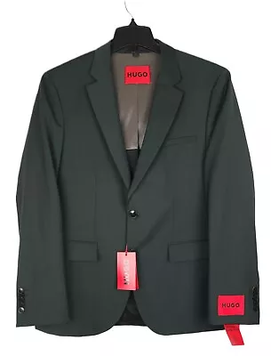 Hugo Boss Men's Modern-Fit Super Flex Virgin Wool Suit Jacket Dark Green 42R NWT • $108.71