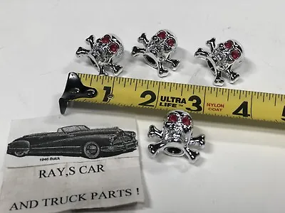 New Set Of 4 Skull With Crossbones Tire Valve Stem Caps ! Car / Truck / Bikes • $6.99