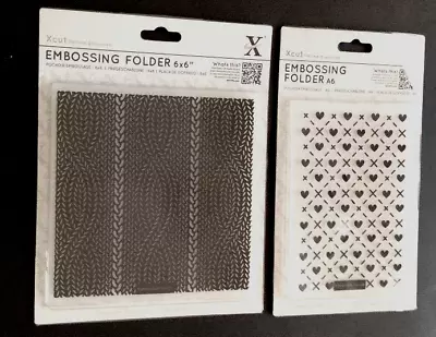 2 X-Cut Embossing Folders - Cable Knit Pattern 6 X6  + Hearts & Kisses A6 • £2.50
