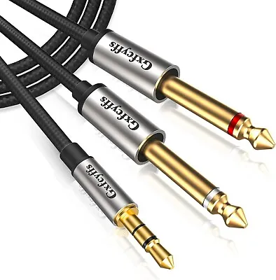 3.5mm To 6.35mm Mono Cable 3m - Gxfcyffs 1/8  Mini Trs To Dual 1/4 Inch Ts Jack • £11.29