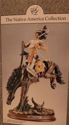 Native American Statue Warrior Riding Horse With Bow Hunting Original Box GIFT • £38.59