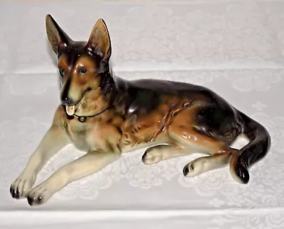 Cortendorf Ceramic Figure Shepherd Dog Lying Colored Approx. 30 Cm GERMANY TOPP • £77.68