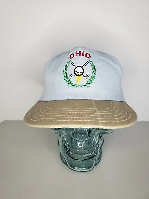 Vintage Blue Ohio Golf Masters Emblem Hat - NOS 80-90's USA Snapback No Tags • $24.75