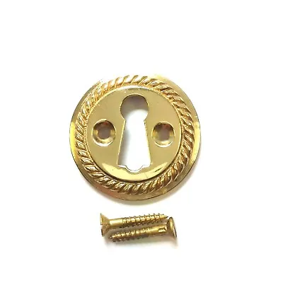 £2.99 • Buy Keyhole Polished Brass Georgian Escutcheon Key Covers For DoorLocks-38mm