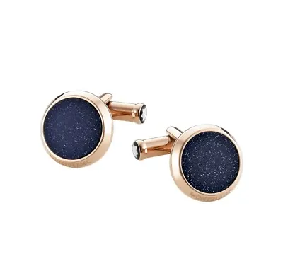 Brand New - Montblanc Cufflinks Rosé-gold Midnight Blue Glitter-Glass Round • $159