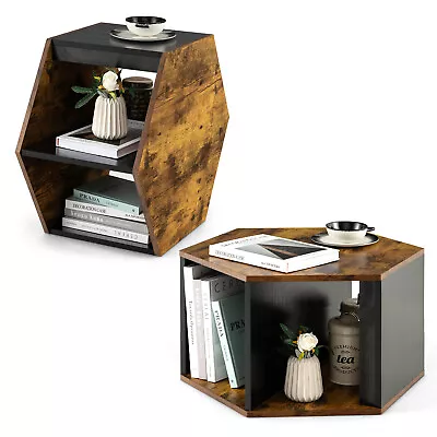 Giantex Set Of 2 Beside Tables Coffee Table Nightstand End Table Rustic Brown • $113.95