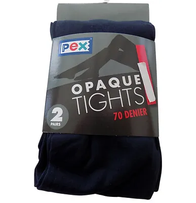 £9.99 • Buy Opaque Pex Tights 70 Denier Lycra, 2 Per Pack Colour Navy