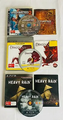 UNCHARTED 2 DRAGON AGE ORIGINS HEAVY RAIN PS3 PAL Video 3 Game Bundle Lot • $29.94