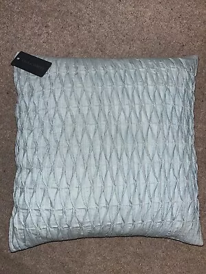 BNWT LAURA ASHLEY DUCK EGG BLUE SQUARE PLEATED DESIGN CUSHION Rrp £45 • £15