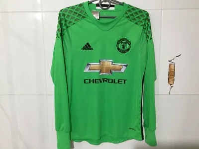 MANCHESTER UNITED 2012  GOALKEEPER FOOTBALL SHIRT SOCCER JERSEY ADIDAS Sz L KIDS • $29.99