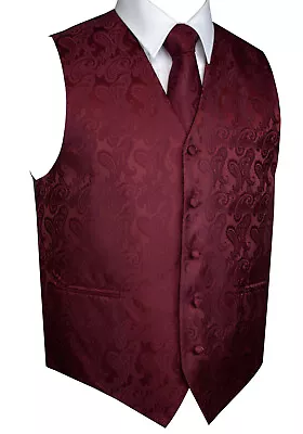 XS-6XL Men's Paisley Formal Tuxedo Vest Tie & Hankie Set. Wedding Prom Cruise • $22.95