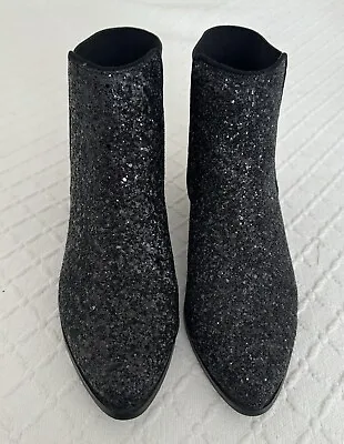 Miss KG Kurt Geiger Black Glitter Ankle Boots Size 5 • £45