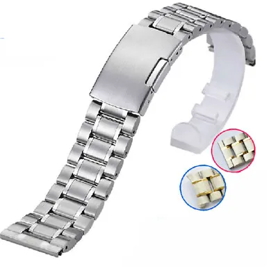 High Quality Solid Stainless Steel Watch Band Straps Mens Metal Bracelet 14-24mm • £12.88