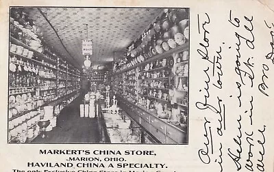 Vtg Postcard Markert's China Store Marion Ohio Interior Early 1900s Undivided • $11.66