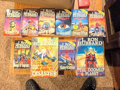 Complete L Ron Hubbards Mission Earth Series Paperback Hard Cover Book Set Of 10 • $35.38