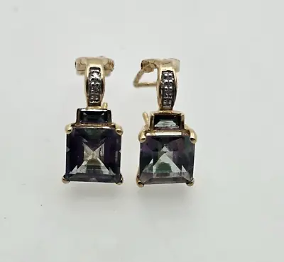 9ct Gold Stud Earrings Topaz And Diamond Gemstones - 9ct Yellow Gold • £300