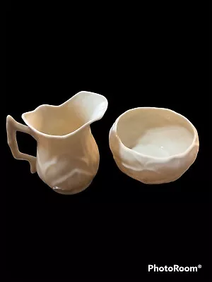 Belleek China Porcelain Open Sugar Bowl And Creamer Lily 6th Mark 1965/1980 • $35