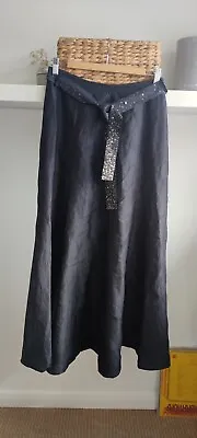 Vintage Jigsaw Maxi Long Crinkle Raw 100% Silk Skirt/Underskirt With Belt Size 8 • £45